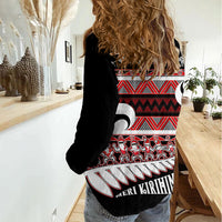 New Zealand Christmas Women Casual Shirt Funny Santa Claus Haka Dance with Tukutuku