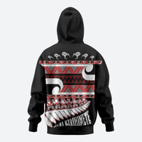 New Zealand Christmas Zip Hoodie Funny Santa Claus Haka Dance with Tukutuku