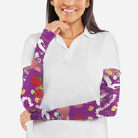 Hawaiian and Japanese Culture Together Arm Sleeves Kakau Tribal Pattern and Irezumi Art Purple Color