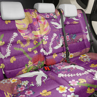 Hawaiian and Japanese Culture Together Back Car Seat Cover Kakau Tribal Pattern and Irezumi Art Purple Color