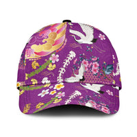 Hawaiian and Japanese Culture Together Classic Cap Kakau Tribal Pattern and Irezumi Art Purple Color