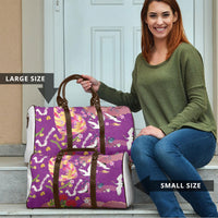 Hawaiian and Japanese Culture Together Travel Bag Kakau Tribal Pattern and Irezumi Art Purple Color