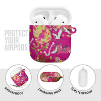 Hawaiian and Japanese Culture Together AirPods Case Kakau Tribal Pattern and Irezumi Art Pink Color