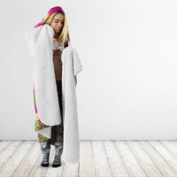 Hawaiian and Japanese Culture Together Hooded Blanket Kakau Tribal Pattern and Irezumi Art Pink Color