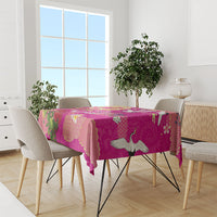 Hawaiian and Japanese Culture Together Tablecloth Kakau Tribal Pattern and Irezumi Art Pink Color