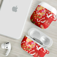 Hawaiian and Japanese Culture Together AirPods Case Kakau Tribal Pattern and Irezumi Art Red Color
