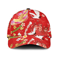 Hawaiian and Japanese Culture Together Classic Cap Kakau Tribal Pattern and Irezumi Art Red Color