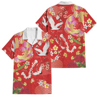 Hawaiian and Japanese Culture Together Family Matching Mermaid Dress and Hawaiian Shirt Kakau Tribal Pattern and Irezumi Art Red Color