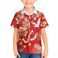 Hawaiian and Japanese Culture Together Hawaiian Shirt Kakau Tribal Pattern and Irezumi Art Red Color