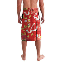 Hawaiian and Japanese Culture Together Lavalava Kakau Tribal Pattern and Irezumi Art Red Color