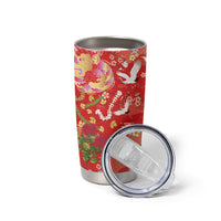 Hawaiian and Japanese Culture Together Tumbler Cup Kakau Tribal Pattern and Irezumi Art Red Color