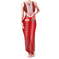 Custom Tahiti Football Polynesian Pattern Family Matching Tank Maxi Dress and Hawaiian Shirt LT03 Mom's Dress Red - Polynesian Pride