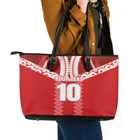 Custom Tahiti Football Polynesian Pattern Leather Tote Bag LT03 - Polynesian Pride