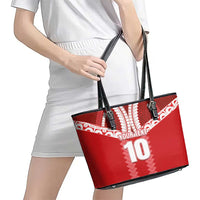 Custom Tahiti Football Polynesian Pattern Leather Tote Bag LT03 - Polynesian Pride