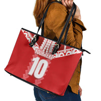Custom Tahiti Football Polynesian Pattern Leather Tote Bag LT03 - Polynesian Pride