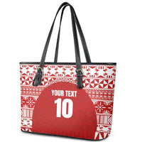 Custom Tonga Football Ngatu Tribal Tattoo Leather Tote Bag