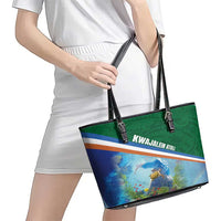 Marshall Islands Kwajalein Atoll Leather Tote Bag Polynesian Pattern and Undersea Animals LT03 - Polynesian Pride