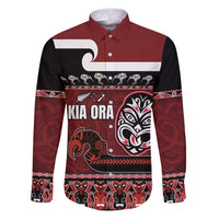 New Zealand Culture Family Matching Puletasi and Hawaiian Shirt Kia Ora Aotearoa Moko Tattoo Mask with Waka and Maori Art Pattern