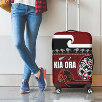 New Zealand Culture Luggage Cover Kia Ora Aotearoa Moko Tattoo Mask with Waka and Maori Art Pattern