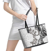 New Zealand Gecko Maori Art Tattoo Leather Tote Bag White Color LT03 - Polynesian Pride