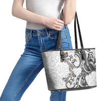 New Zealand Gecko Maori Art Tattoo Leather Tote Bag White Color LT03 - Polynesian Pride