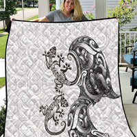 New Zealand Gecko Maori Art Tattoo Quilt White Color LT03 White - Polynesian Pride