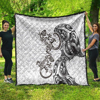 New Zealand Gecko Maori Art Tattoo Quilt White Color LT03 - Polynesian Pride