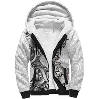 New Zealand Gecko Maori Art Tattoo Sherpa Hoodie White Color