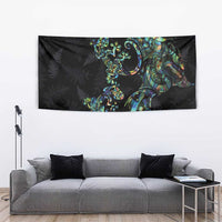 New Zealand Gecko Maori Art Tattoo Tapestry Silver Fern and Paua Shell Mode