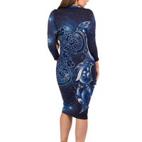 New Zealand Gecko Maori Art Tattoo Family Matching Long Sleeve Bodycon Dress and Hawaiian Shirt Matariki Mode LT03 - Polynesian Pride