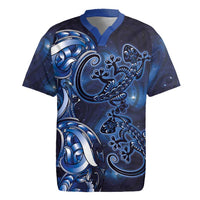 New Zealand Gecko Maori Art Tattoo Rugby Jersey Matariki Mode LT03 Blue - Polynesian Pride