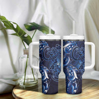 New Zealand Gecko Maori Art Tattoo Tumbler With Handle Matariki Mode LT03 - Polynesian Pride