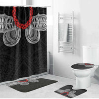Samoan Traditional Art Tattoos Bathroom Set Tatau Tribal Motifs with Ula Fala Black - Polynesian Pride