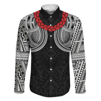 Samoan Traditional Art Tattoos Family Matching Long Sleeve Bodycon Dress and Hawaiian Shirt Tatau Tribal Motifs with Ula Fala Black LT03 Dad's Shirt - Long Sleeve Black - Polynesian Pride