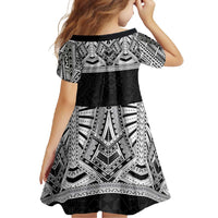 Samoan Traditional Art Tattoos Family Matching Off Shoulder Maxi Dress and Hawaiian Shirt Tatau Tribal Motifs with Ula Fala Black LT03 - Polynesian Pride