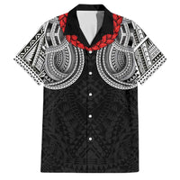 Samoan Traditional Art Tattoos Family Matching Off Shoulder Maxi Dress and Hawaiian Shirt Tatau Tribal Motifs with Ula Fala Black LT03 Dad's Shirt - Short Sleeve Black - Polynesian Pride
