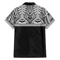 Samoan Traditional Art Tattoos Family Matching Off Shoulder Short Dress and Hawaiian Shirt Tatau Tribal Motifs with Ula Fala Black LT03 - Polynesian Pride