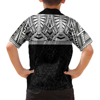 Samoan Traditional Art Tattoos Family Matching Short Sleeve Bodycon Dress and Hawaiian Shirt Tatau Tribal Motifs with Ula Fala Black LT03 - Polynesian Pride