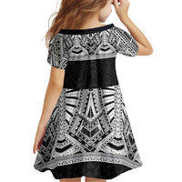 Samoan Traditional Art Tattoos Family Matching Short Sleeve Bodycon Dress and Hawaiian Shirt Tatau Tribal Motifs with Ula Fala Black - Polynesian Pride