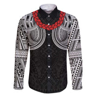 Samoan Traditional Art Tattoos Family Matching Short Sleeve Bodycon Dress and Hawaiian Shirt Tatau Tribal Motifs with Ula Fala Black LT03 Dad's Shirt - Long Sleeve Black - Polynesian Pride