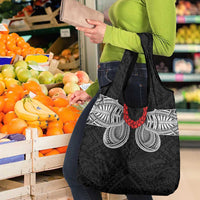 Samoan Traditional Art Tattoos Grocery Bag Tatau Tribal Motifs with Ula Fala Black - Polynesian Pride