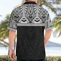 Samoan Traditional Art Tattoos Hawaiian Shirt Tatau Tribal Motifs with Ula Fala Black - Polynesian Pride