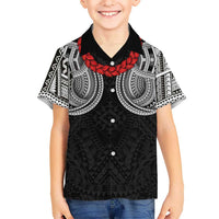 Samoan Traditional Art Tattoos Hawaiian Shirt Tatau Tribal Motifs with Ula Fala Black - Polynesian Pride
