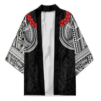 Samoan Traditional Art Tattoos Kimono Tatau Tribal Motifs with Ula Fala Black - Polynesian Pride