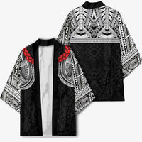 Samoan Traditional Art Tattoos Kimono Tatau Tribal Motifs with Ula Fala Black - Polynesian Pride
