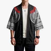 Samoan Traditional Art Tattoos Kimono Tatau Tribal Motifs with Ula Fala Black - Polynesian Pride