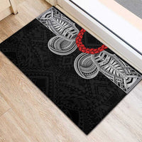 Samoan Traditional Art Tattoos Rubber Doormat Tatau Tribal Motifs with Ula Fala Black - Polynesian Pride