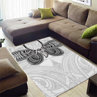 Samoan Traditional Art Tattoos Area Rug Tatau Tribal Motifs with Ula Nifo White LT03 - Polynesian Pride