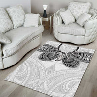 Samoan Traditional Art Tattoos Area Rug Tatau Tribal Motifs with Ula Nifo White LT03 - Polynesian Pride