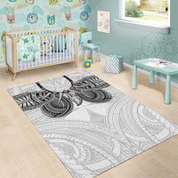 Samoan Traditional Art Tattoos Area Rug Tatau Tribal Motifs with Ula Nifo White LT03 - Polynesian Pride